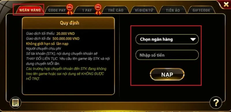 Hướng dẫn nạp tiền Hitclub